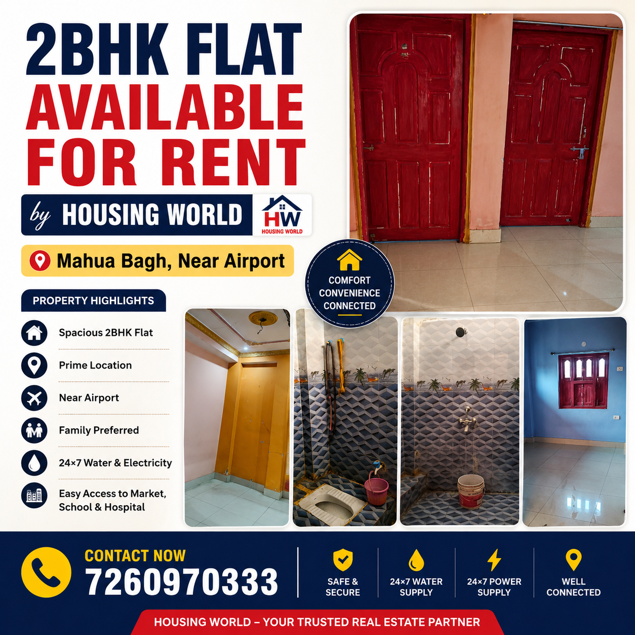 2BHK Flat Available for Rent | HOUSING WORLD
